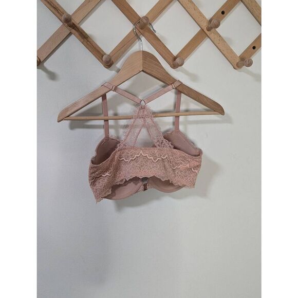 Victoria's Secret Pink/Nude Lace Lined Demi Racerback Bra - Size 34DD - Picture 3 of 4